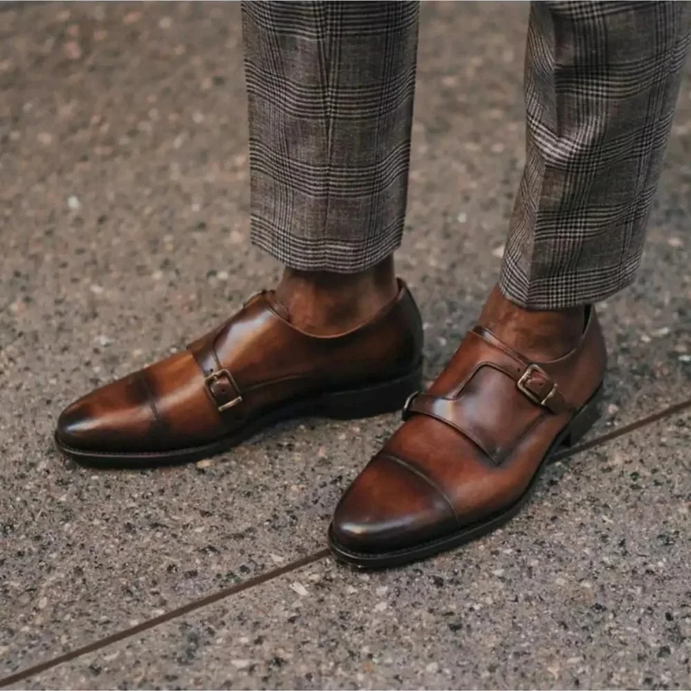 TAFT Prince Monk Double Strap Men Oxford Loafers Brown 42/US 9 Timeless Classic - Picture 11 of 12